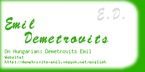 emil demetrovits business card